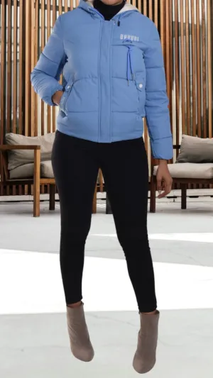 Blue Hooded Puffer Jacket