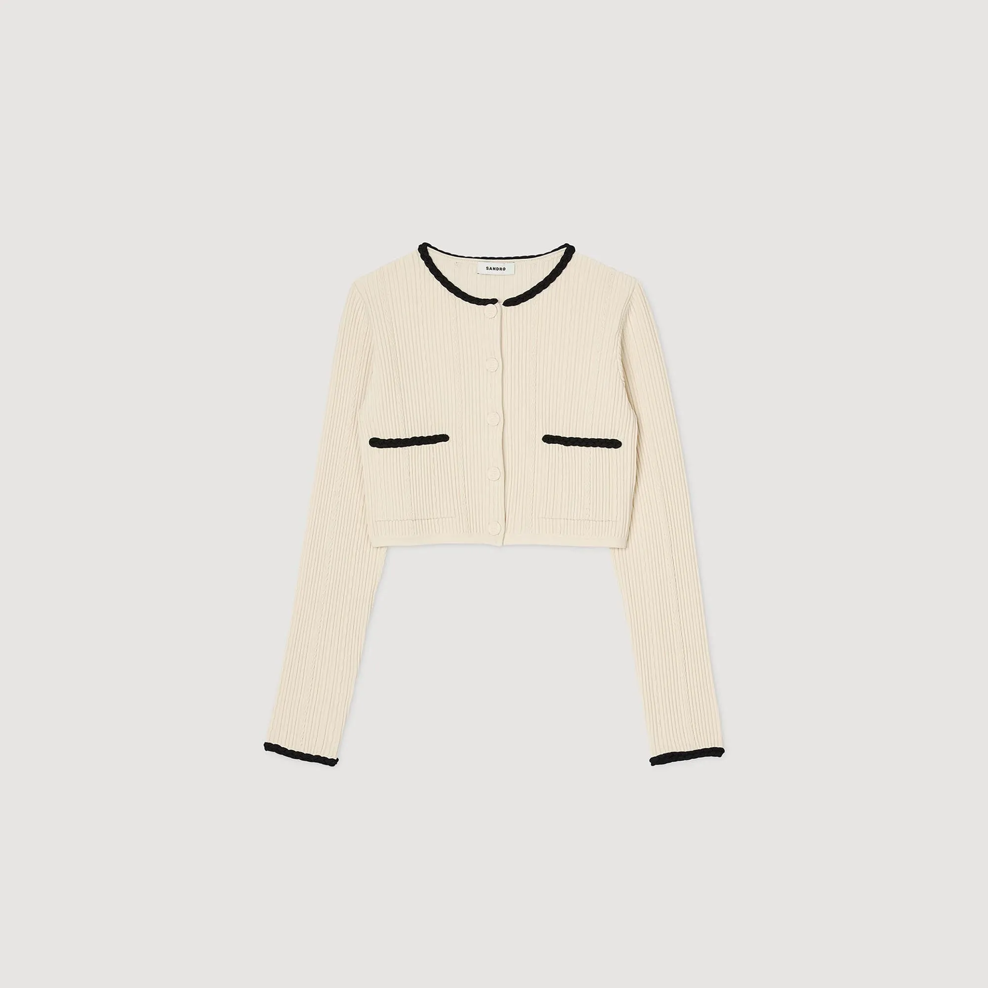 Bobo Pointelle Knit Cardigan Ecru