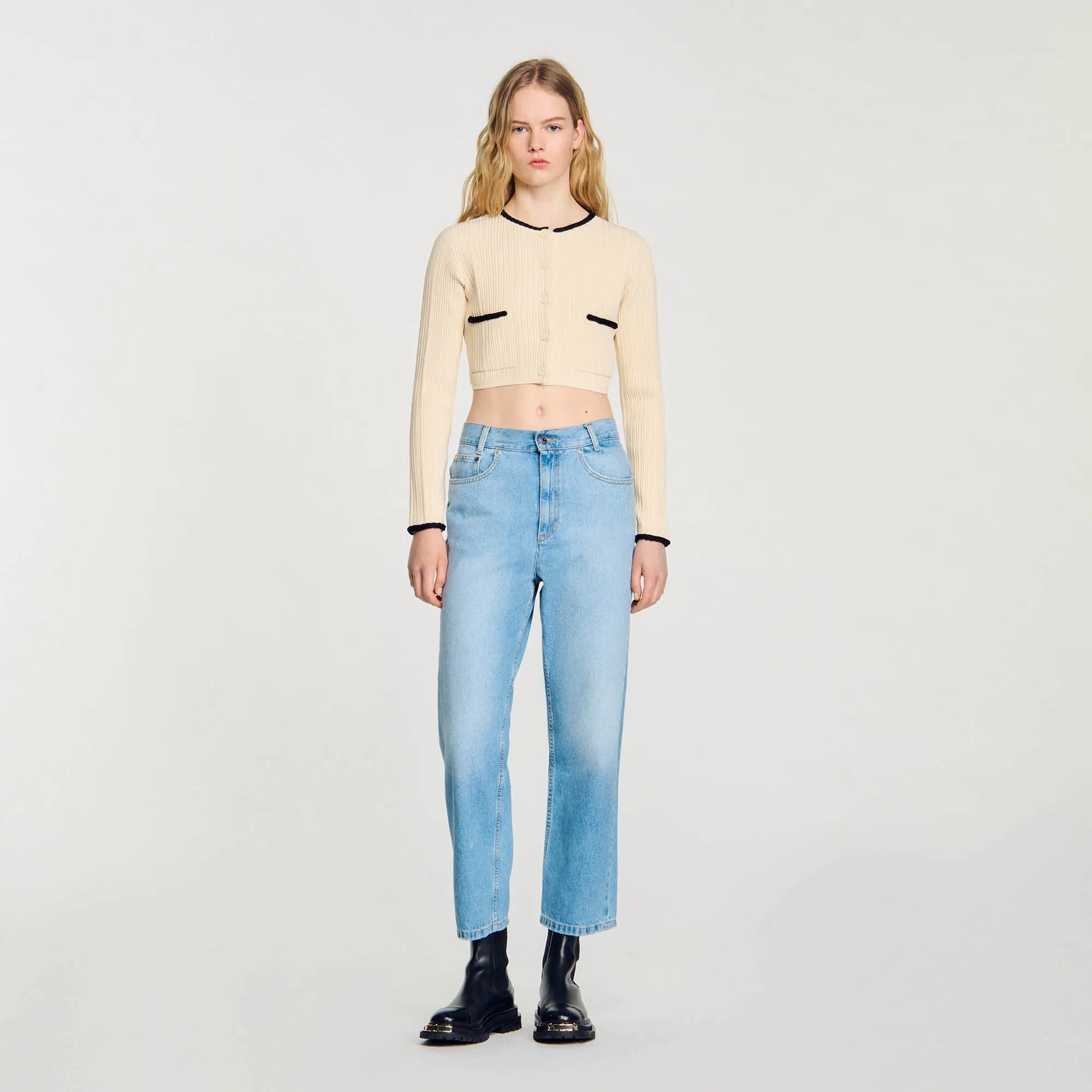 Bobo Pointelle Knit Cardigan Ecru
