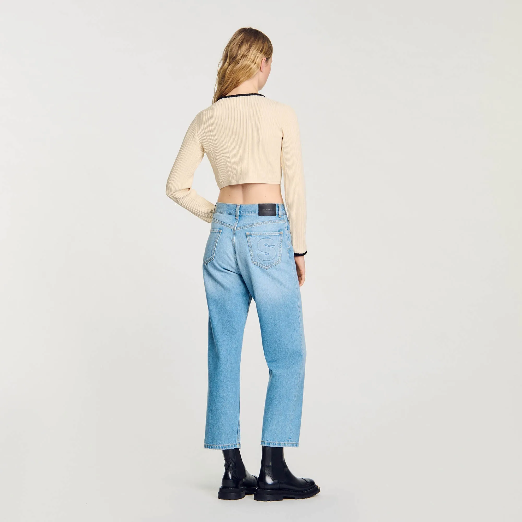 Bobo Pointelle Knit Cardigan Ecru