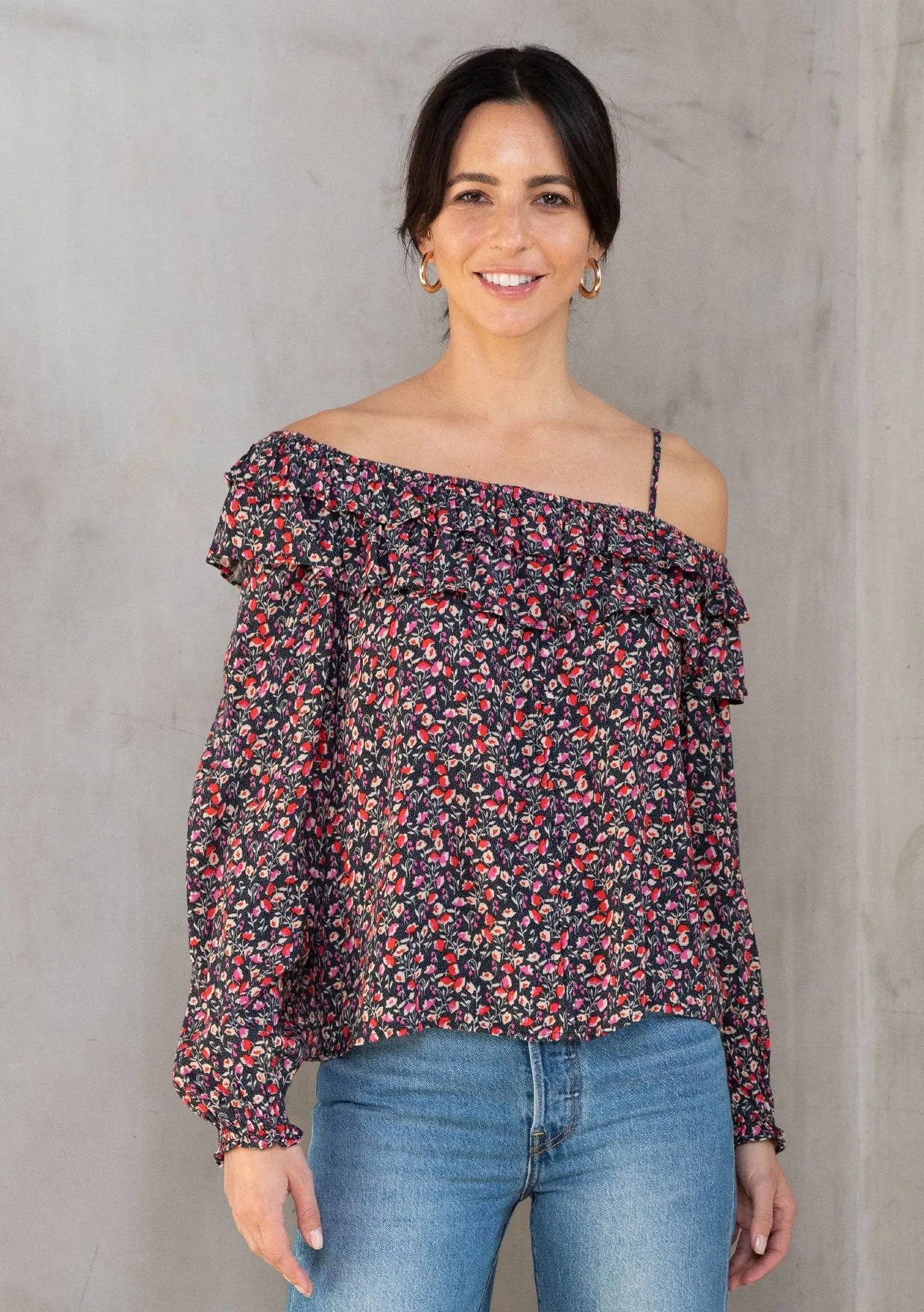 Bohemian Floral Print Off Shoulder Blouse