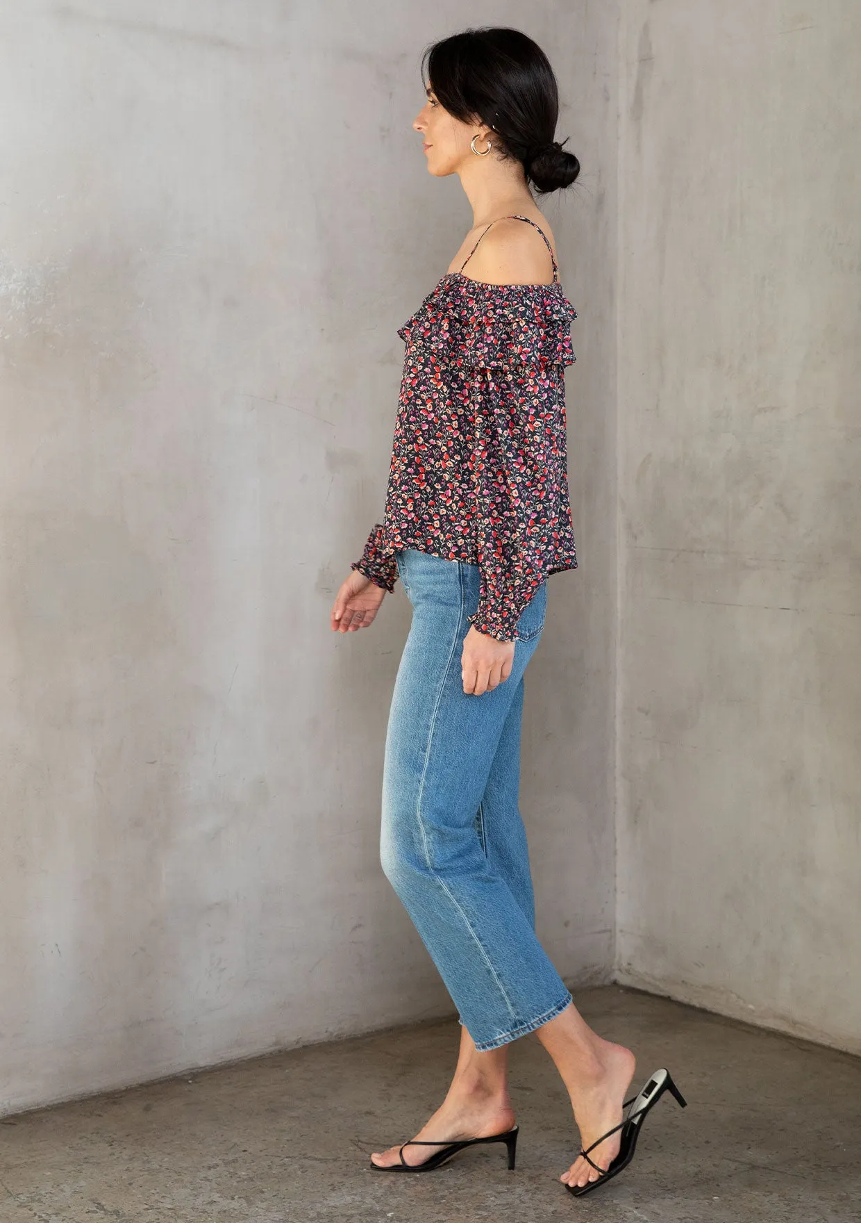 Bohemian Floral Print Off Shoulder Blouse