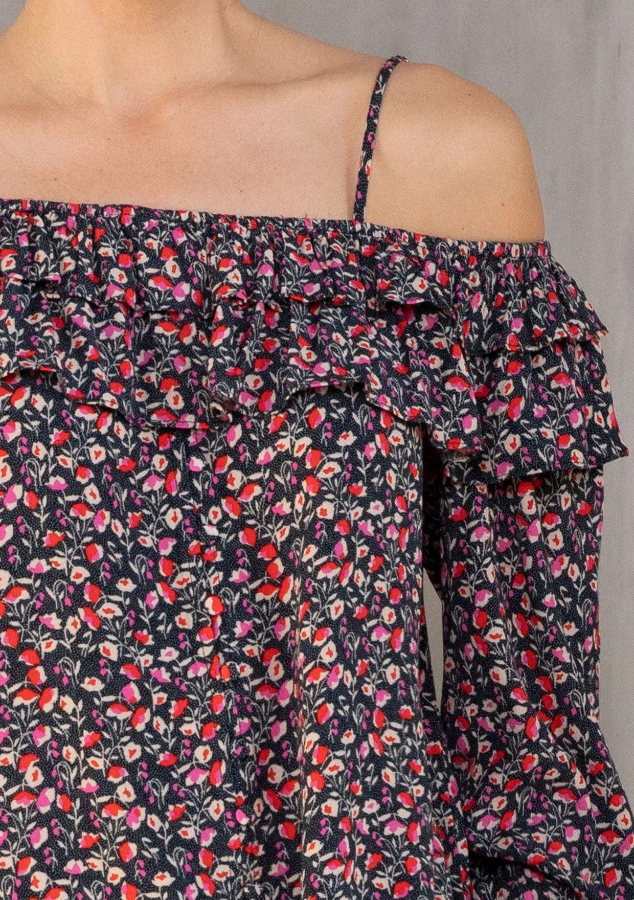 Bohemian Floral Print Off Shoulder Blouse