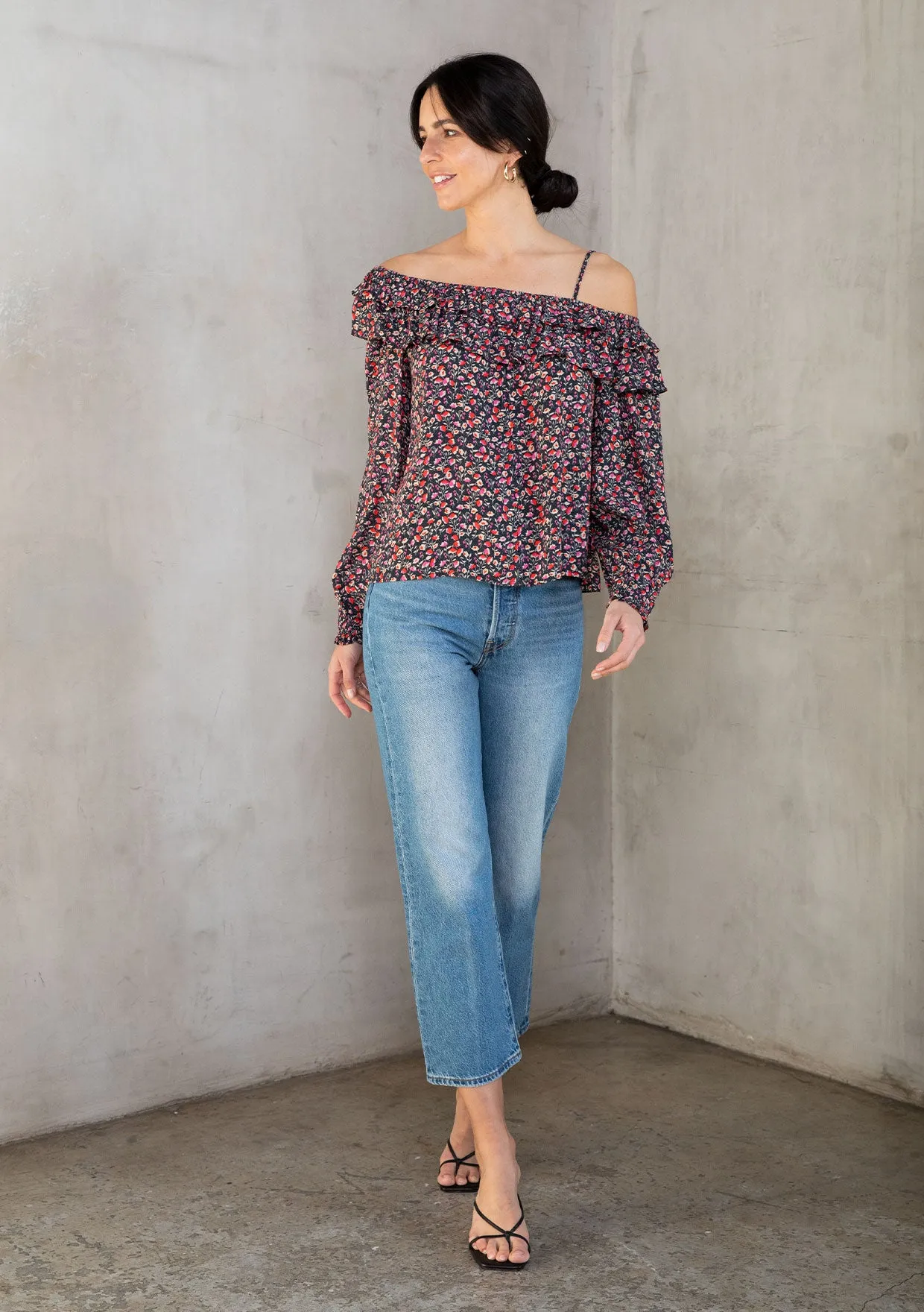 Bohemian Floral Print Off Shoulder Blouse