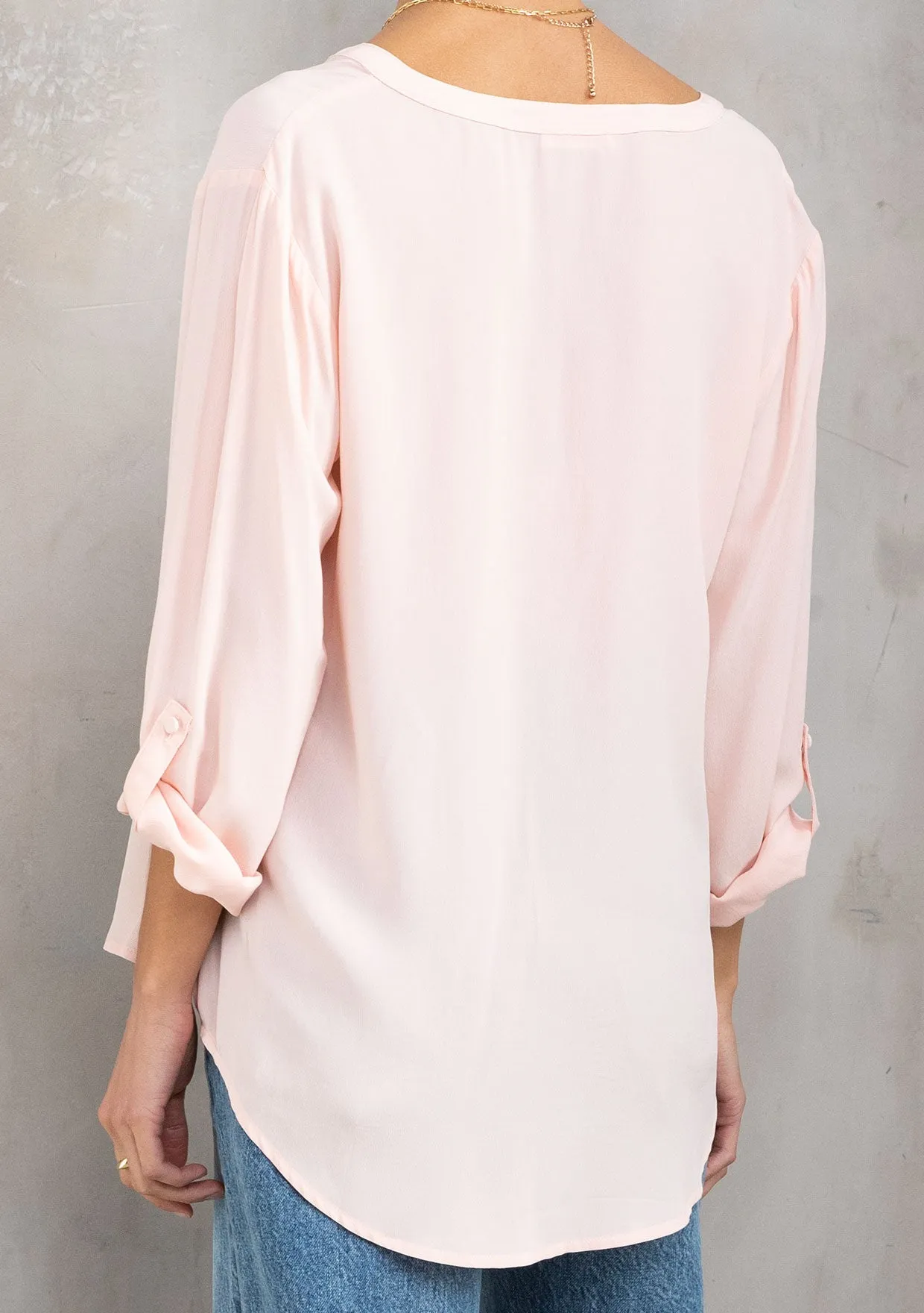 Boho Chic Silky Crepe Long Sleeve Top