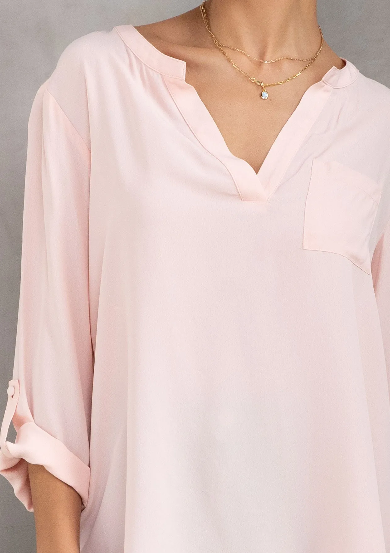 Boho Chic Silky Crepe Long Sleeve Top