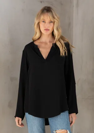 Boho Chic Silky Crepe Long Sleeve Top