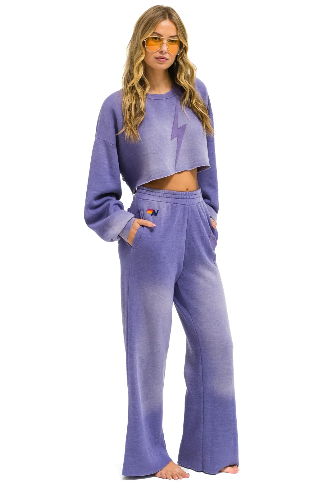 BOLT STITCH CROPPED CREW SWEATSHIRT RELAXED - FADED GRAPE