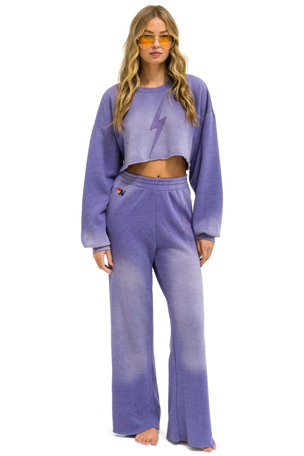 BOLT STITCH CROPPED CREW SWEATSHIRT RELAXED - FADED GRAPE