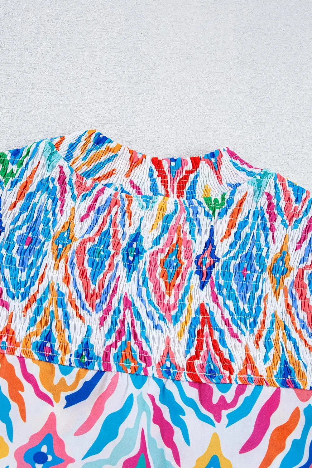 Brandi Geometric Shirred Blouse