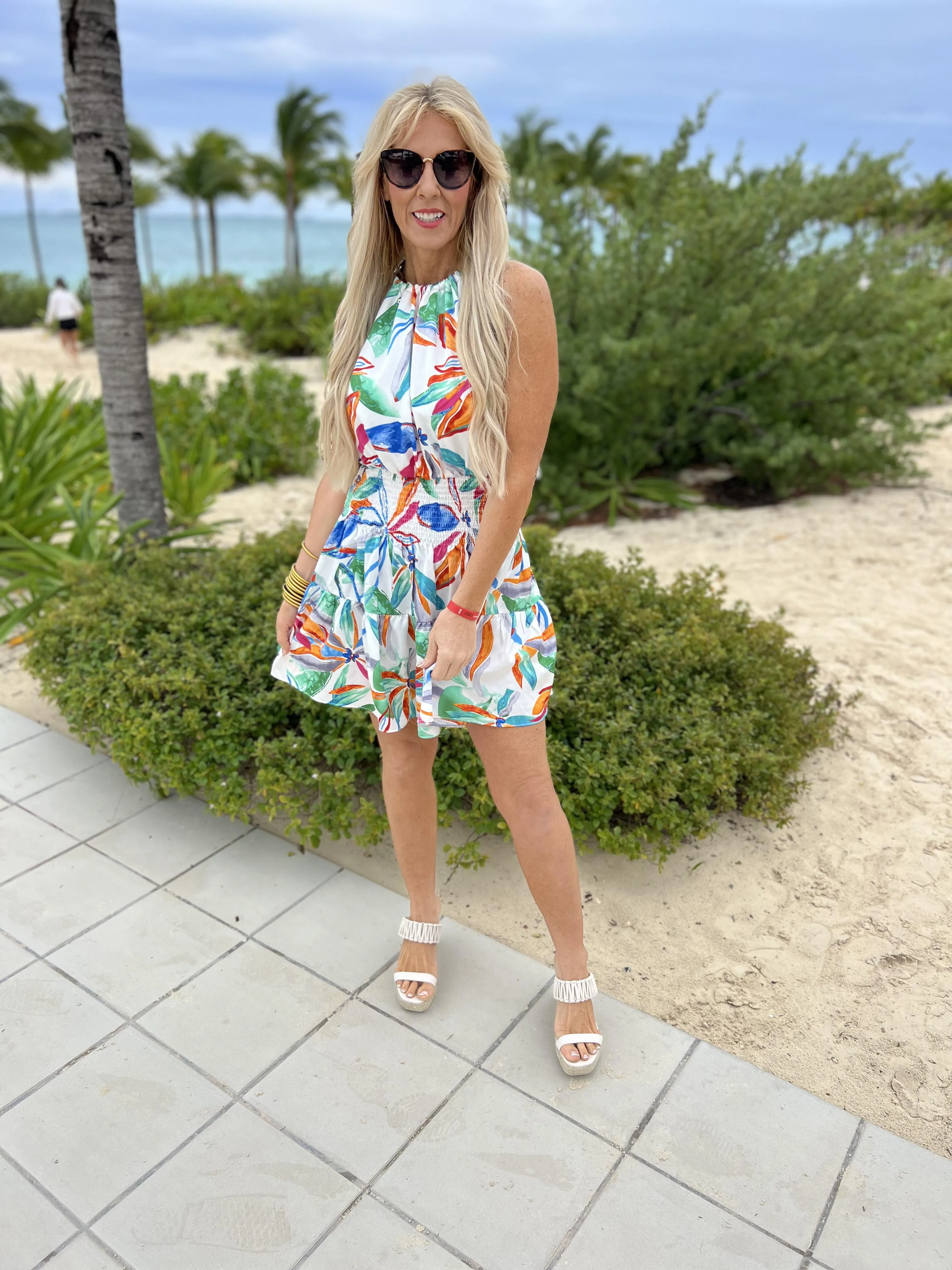 Bright Floral Halter Dress - Final Sale