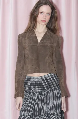 Brown Suede Cropped Jacket (S)