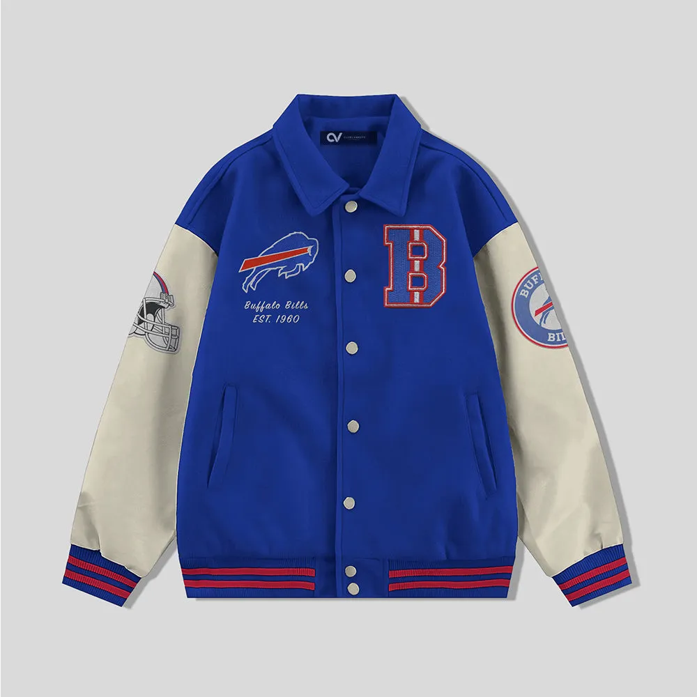 Buffalo Bills Collared Varsity Jacket - NFL Letterman Jacket - Clubs Varsity