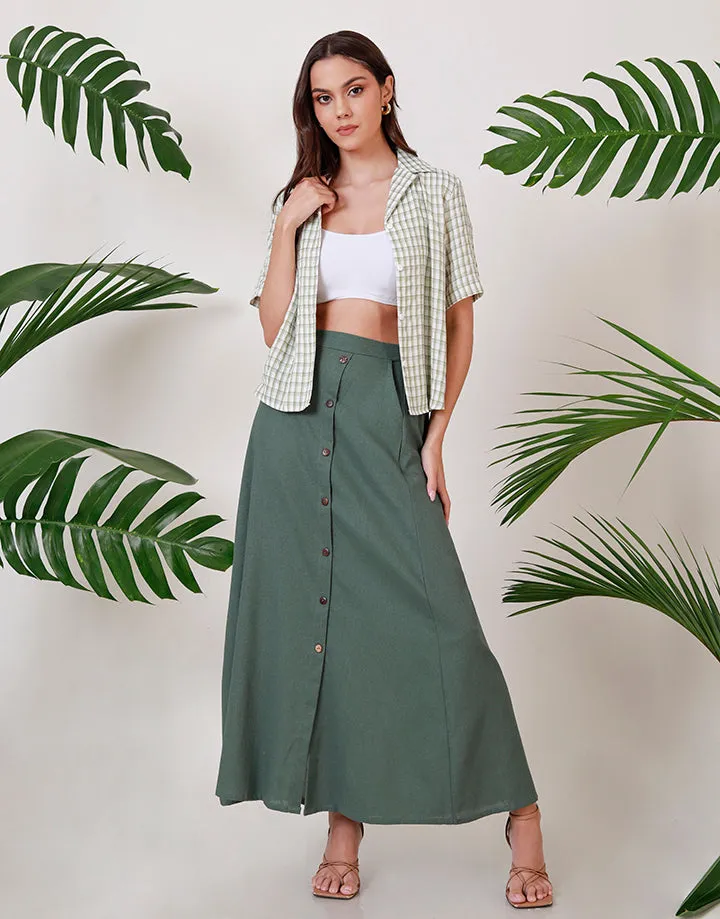 Buttoned Skirt with Pockets