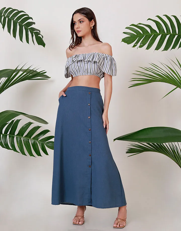 Buttoned Skirt with Pockets