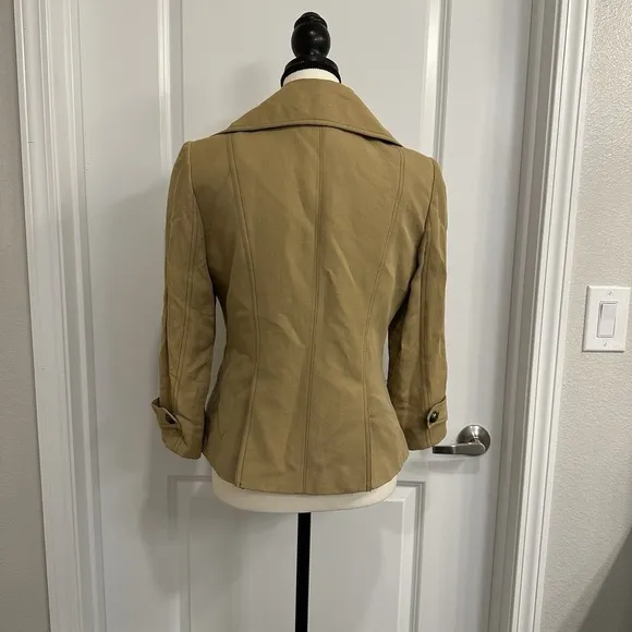 Cache Linen Silk Blend Safari Military Trench Cropped Jacket Vintage