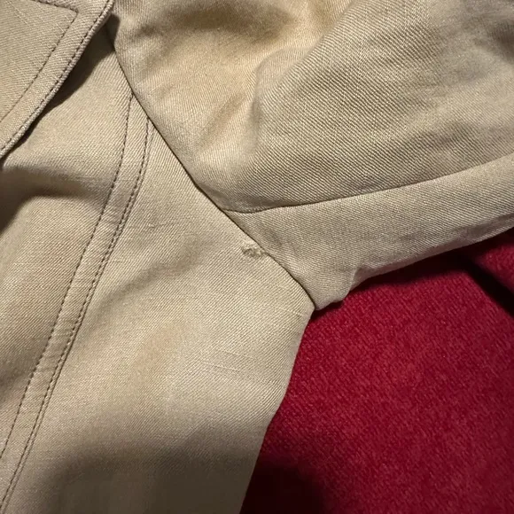 Cache Linen Silk Blend Safari Military Trench Cropped Jacket Vintage