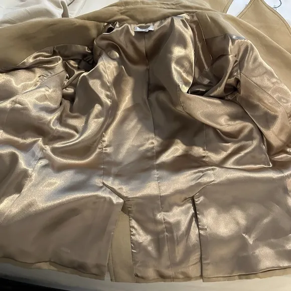 Cache Linen Silk Blend Safari Military Trench Cropped Jacket Vintage