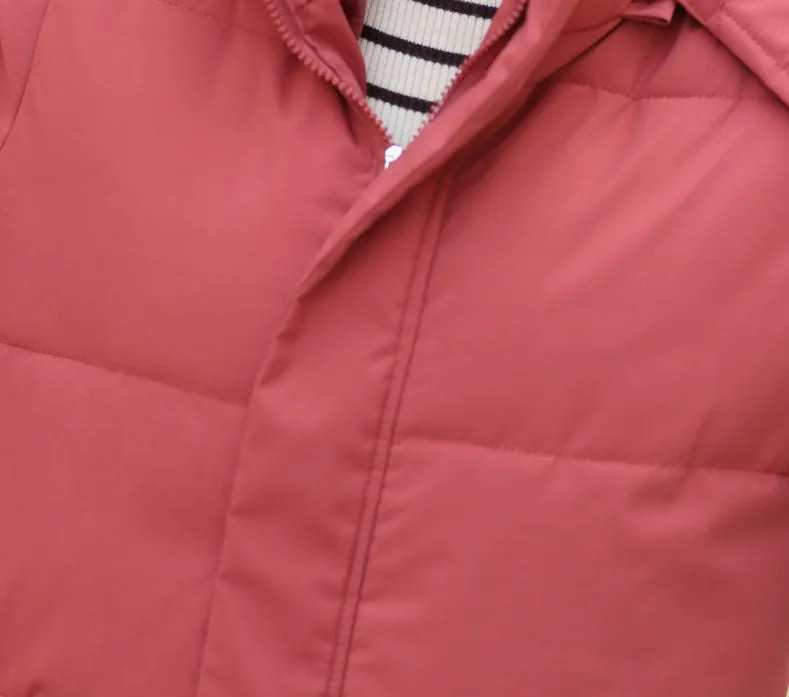 Calf-length Quilted Solid Puffer Jacket for Women