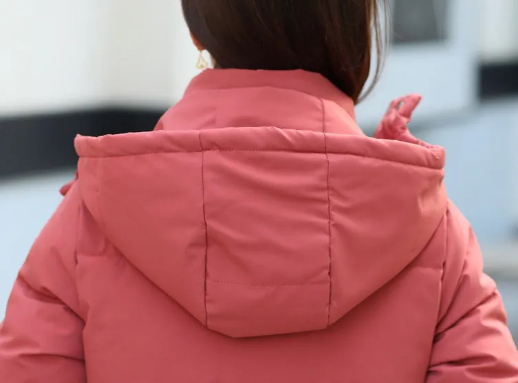 Calf-length Quilted Solid Puffer Jacket for Women