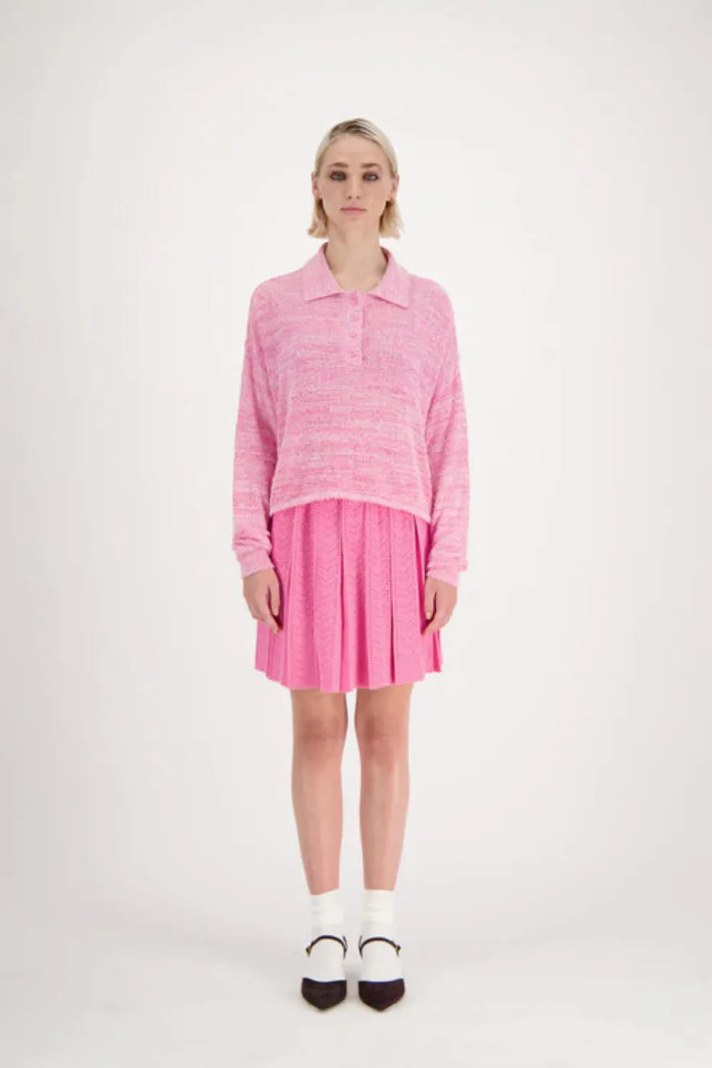 Camilla Cropped Polo Shirt Pink