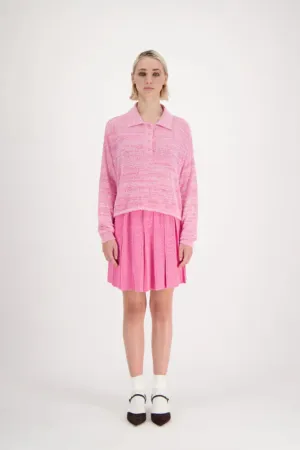Camilla Cropped Polo Shirt Pink