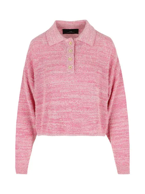 Camilla Cropped Polo Shirt Pink