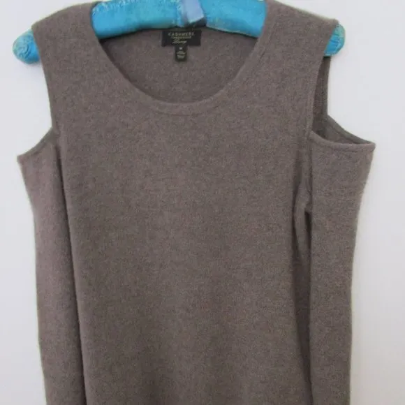 CASHMERE Cold Open Shoulders Pullover Knit Sweater Cuddly