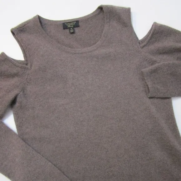 CASHMERE Cold Open Shoulders Pullover Knit Sweater Cuddly