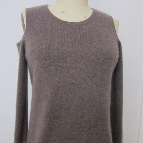 CASHMERE Cold Open Shoulders Pullover Knit Sweater Cuddly