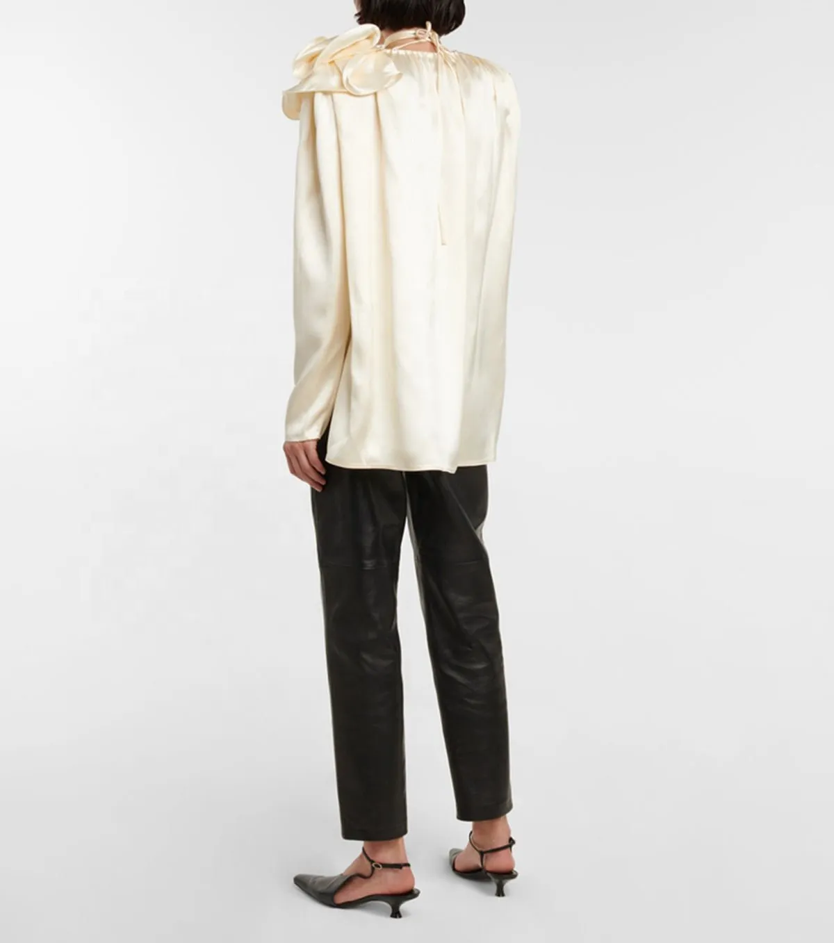 Casual Satin Vintage V-neck Blouses
