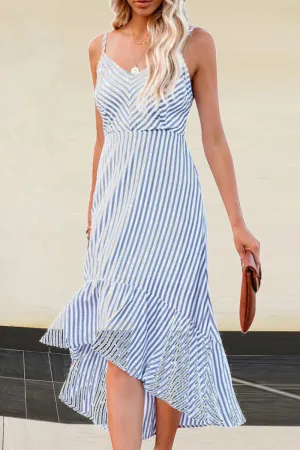 Casual Striped Spaghetti Strap Trumpet Mermaid Dresses(4 Colors)