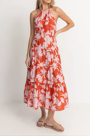 Catalina Floral Halter Tiered Maxi Dress