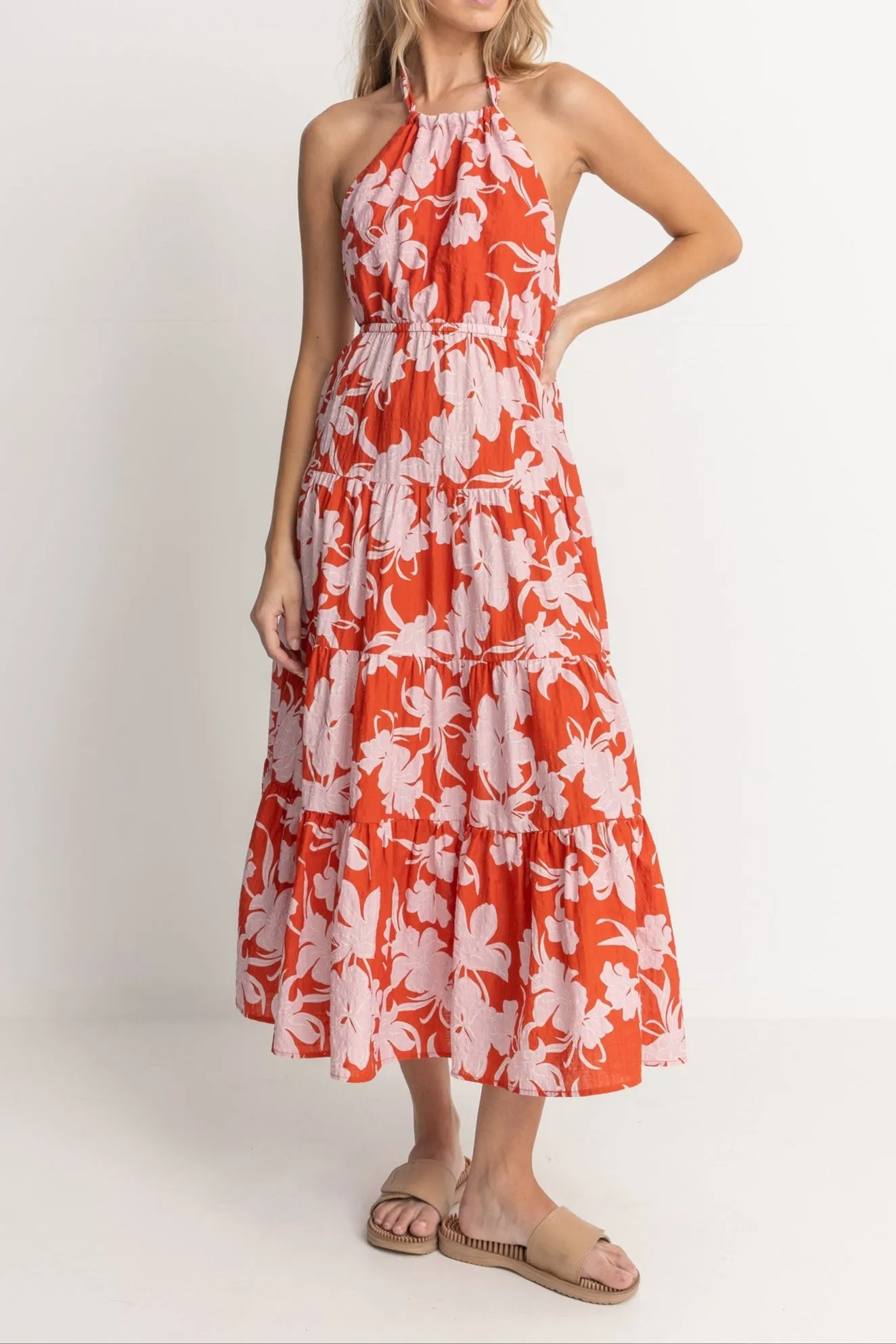 Catalina Floral Halter Tiered Maxi Dress
