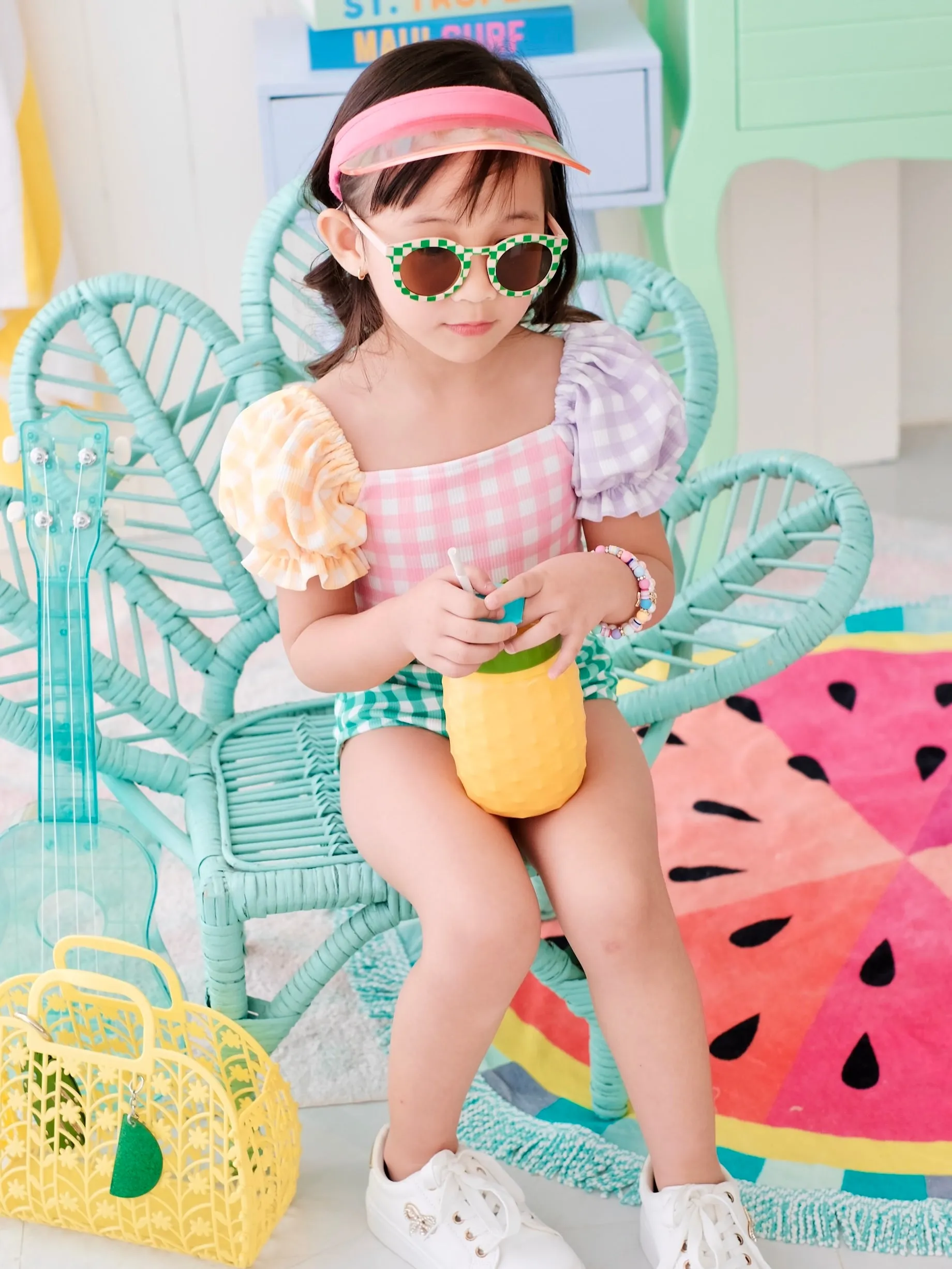 Ceara 2-pc Suit | Gingham Colorblock