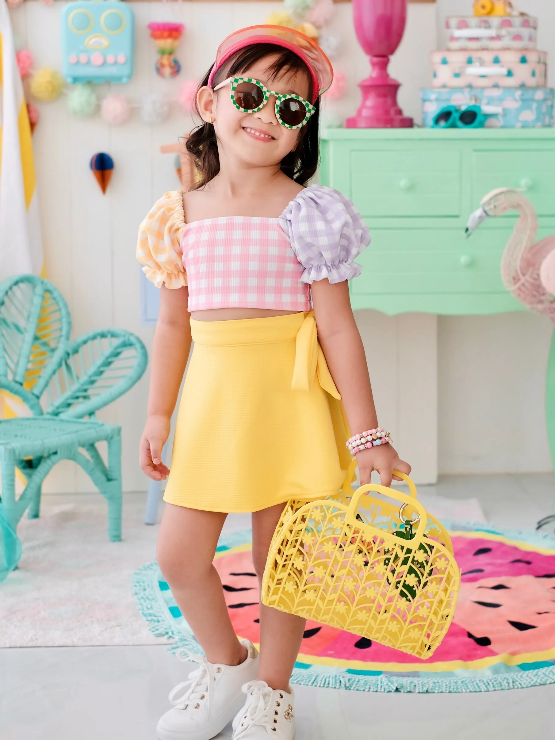 Ceara 2-pc Suit | Gingham Colorblock