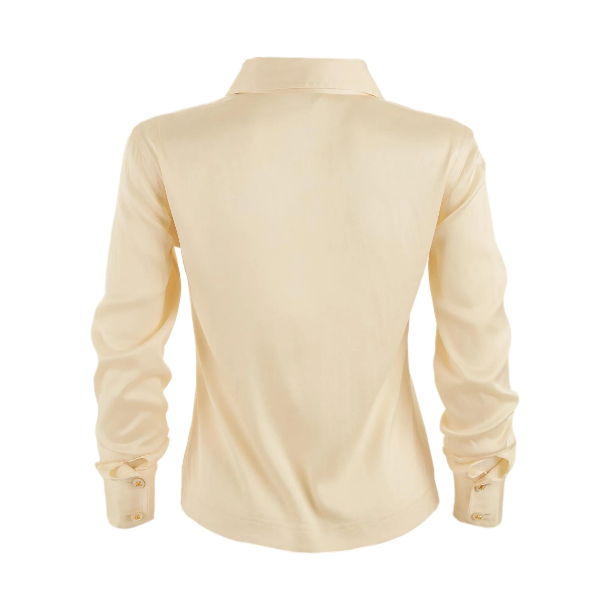 Chanel Beige Silk Cropped Button Down