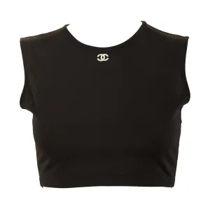 Chanel Black Logo Cropped Tank