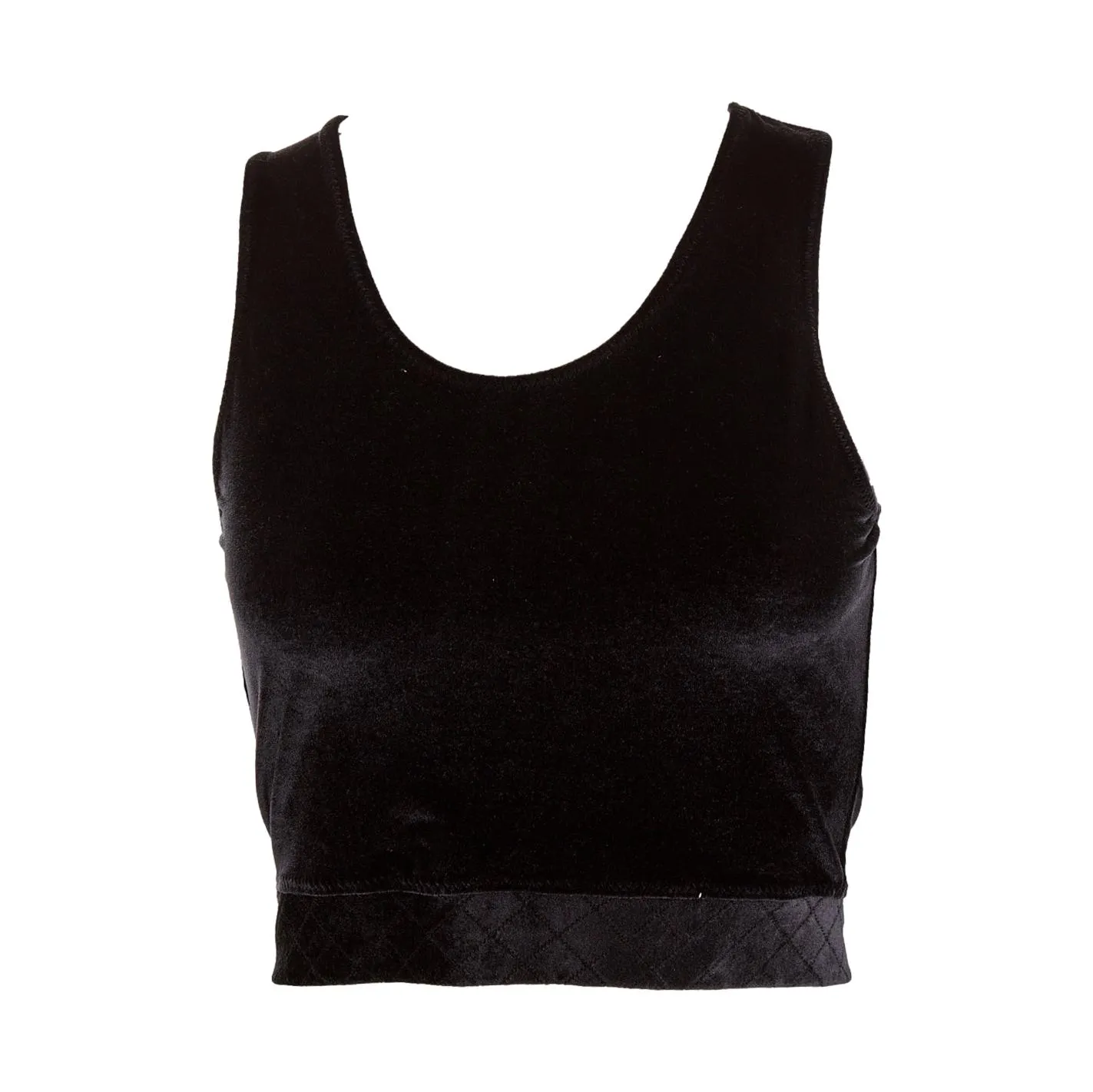 Chanel Black Velour Logo Cropped Tank