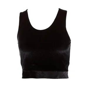 Chanel Black Velour Logo Cropped Tank