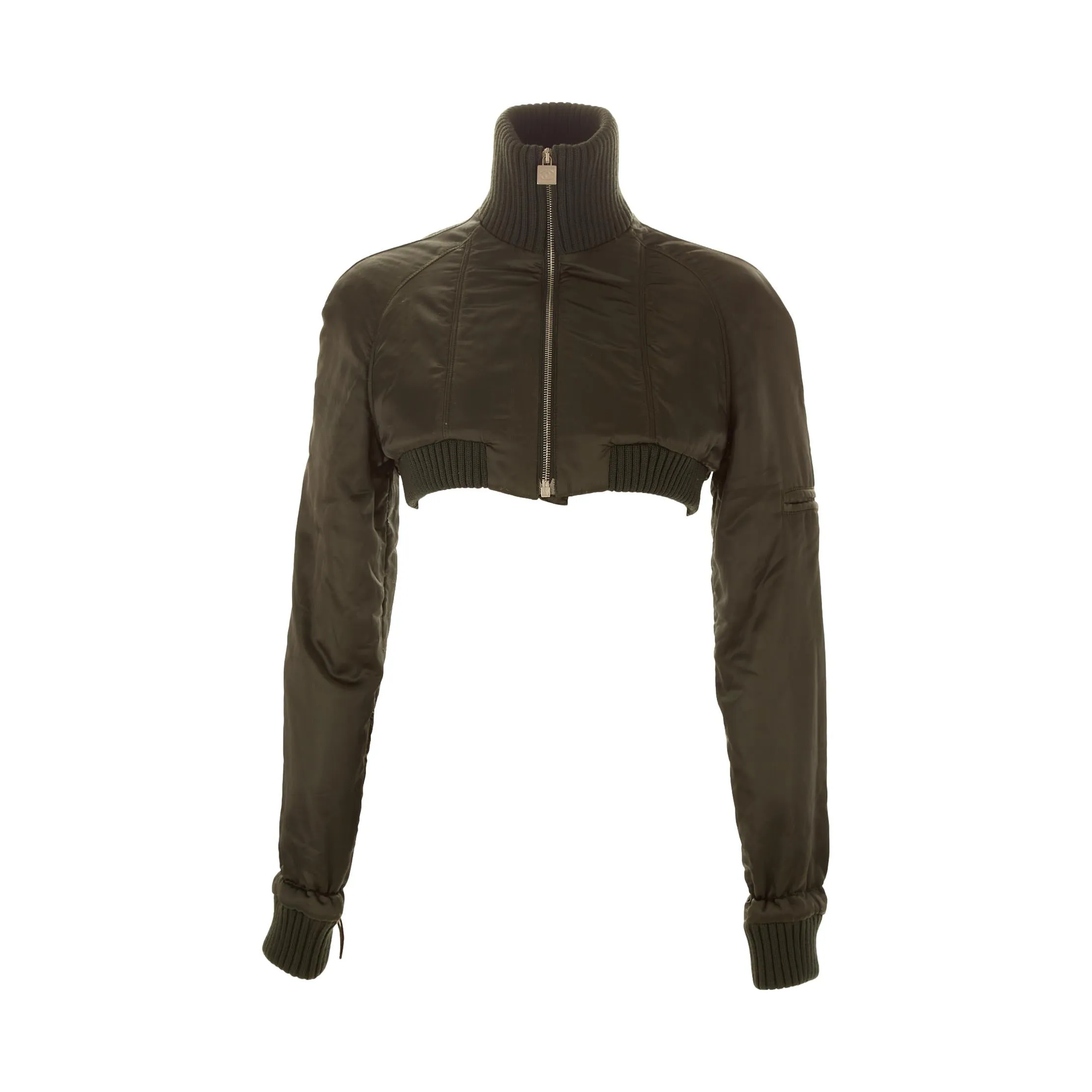 Chanel Green Cropped Nylon Jacket