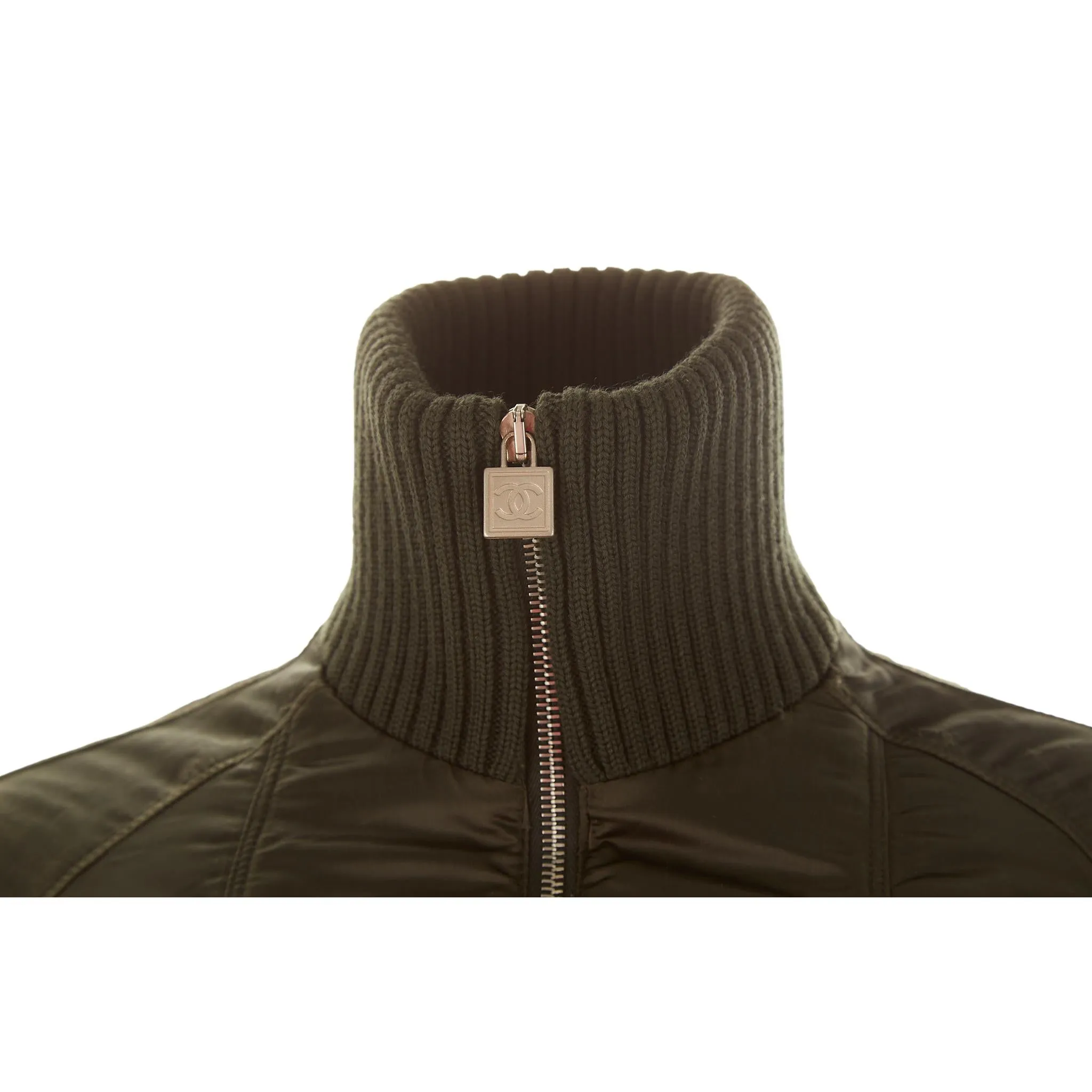 Chanel Green Cropped Nylon Jacket