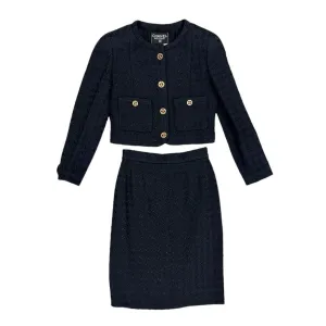 Chanel Navy Cropped Skirt Set