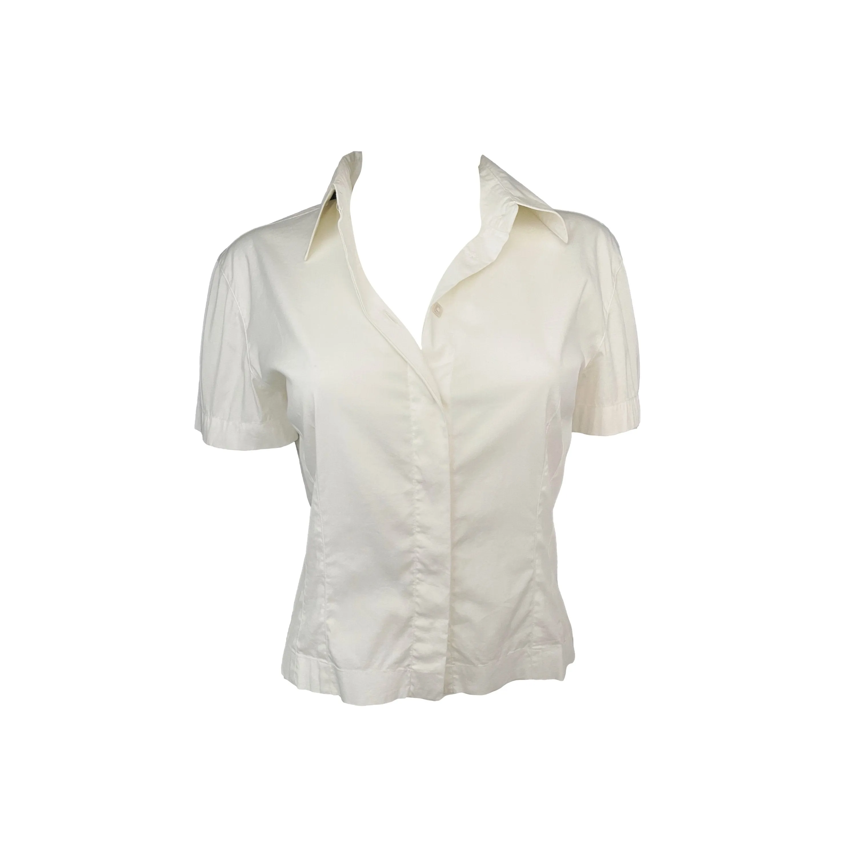Chanel White Cropped Button Down