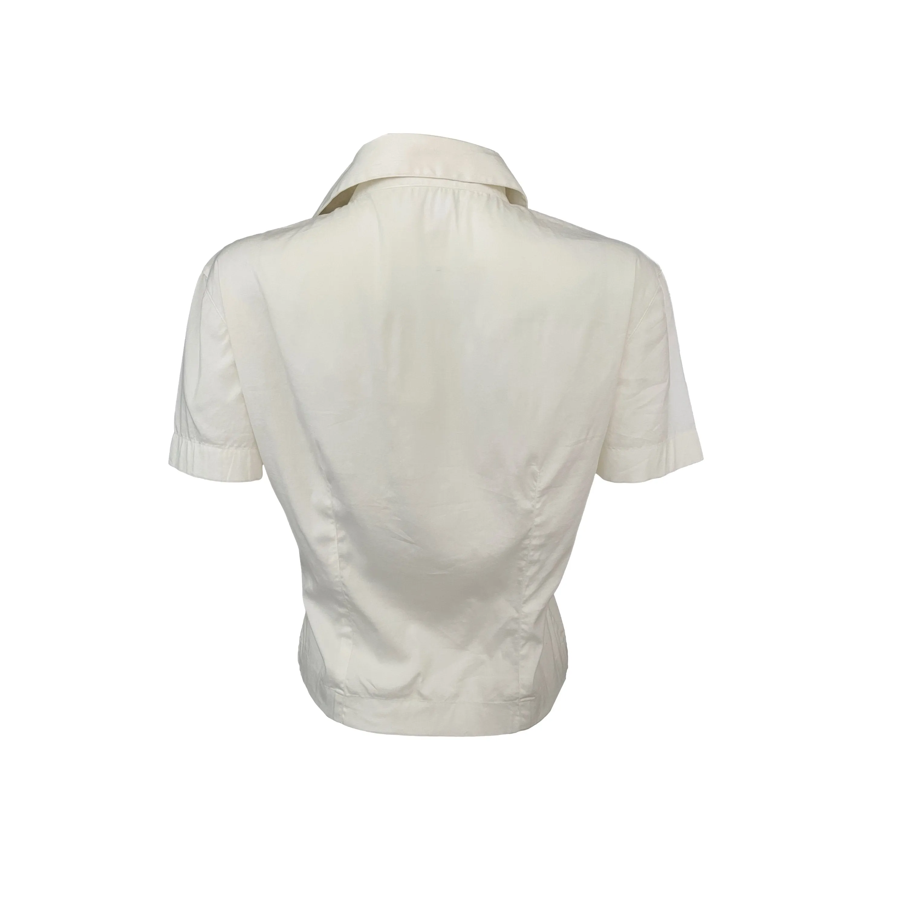 Chanel White Cropped Button Down