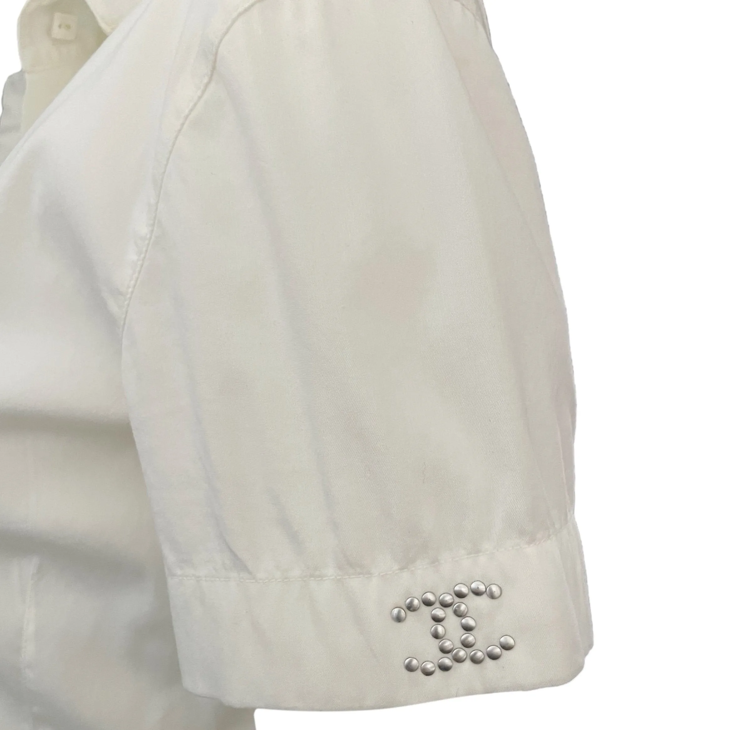 Chanel White Cropped Button Down