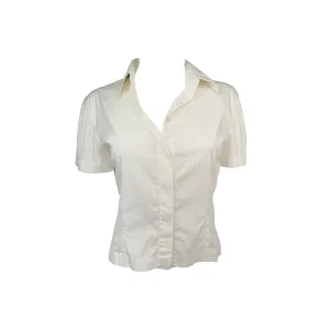 Chanel White Cropped Button Down