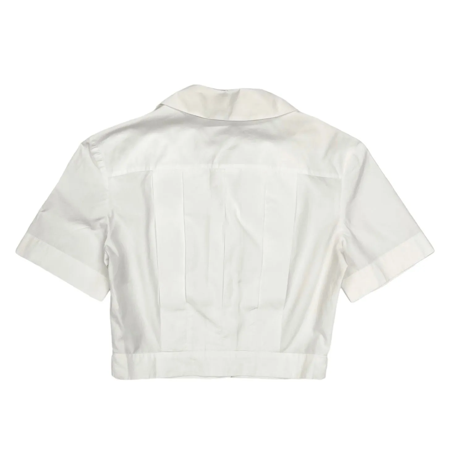 Chanel White Cropped Logo Button Down