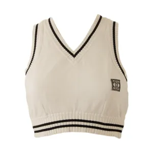 Chanel White Cropped Logo Tank