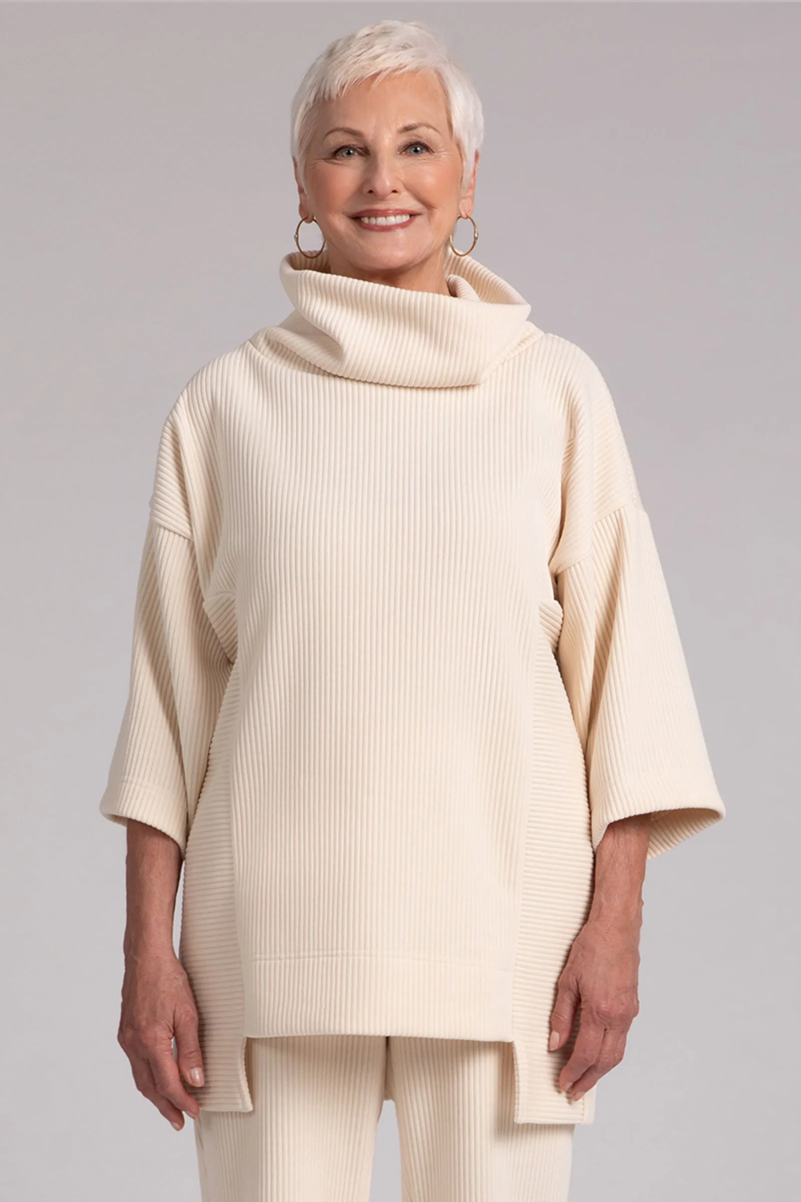 Chenille Cord Step Hem Pullover